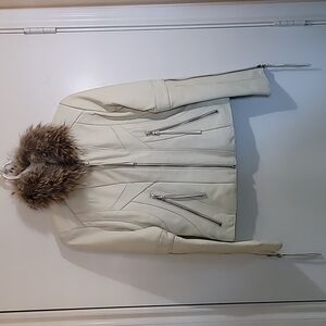 Andrew Mark Leather Coyote Fur Jacket Size  XS